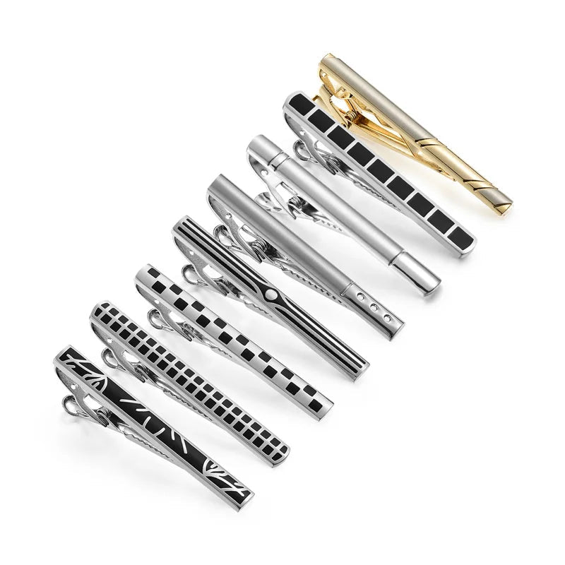 7/8 PCS Tie Clips Set With Gift Box Wedding Guest Gift Luxury Men's Jewelry Business Man Shirt Cufflinks Gift For Husband - Luzilly Bridal & Apparel