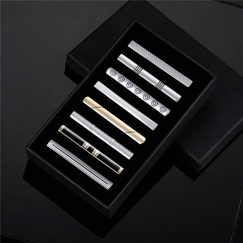 7/8 PCS Tie Clips Set With Gift Box Wedding Guest Gift Luxury Men's Jewelry Business Man Shirt Cufflinks Gift For Husband - Luzilly Bridal & Apparel