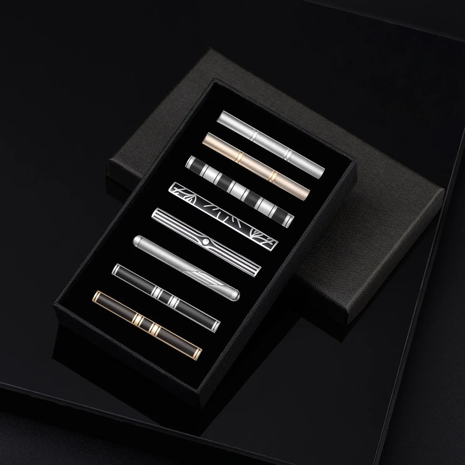 7/8 PCS Tie Clips Set With Gift Box Wedding Guest Gift Luxury Men's Jewelry Business Man Shirt Cufflinks Gift For Husband - Luzilly Bridal & Apparel
