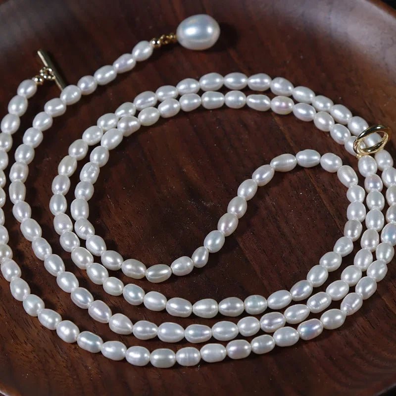 80cm Long Natural Pearl Chain Necklace for Women Female Jewelry Real Mini Small Baroque Pearl Tassel Necklace Choker - Luzilly Bridal & Apparel