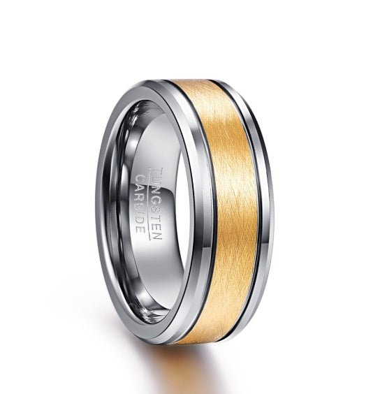 8mm Gold-Tone Tungsten Wedding Band - Luzilly Bridal & Apparel
