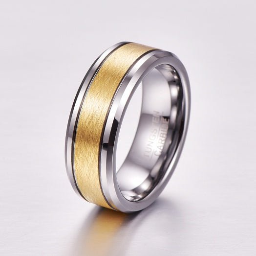 8mm Gold-Tone Tungsten Wedding Band - Luzilly Bridal & Apparel