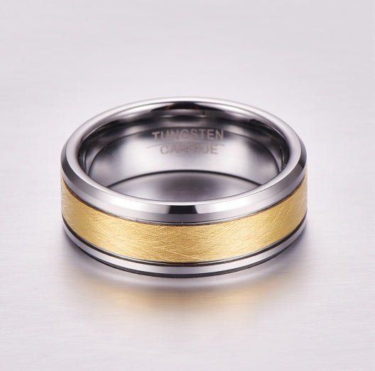 8mm Gold-Tone Tungsten Wedding Band - Luzilly Bridal & Apparel