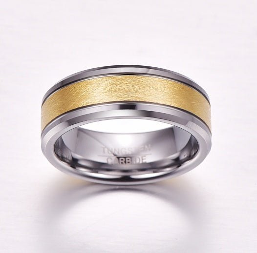 8mm Gold-Tone Tungsten Wedding Band - Luzilly Bridal & Apparel