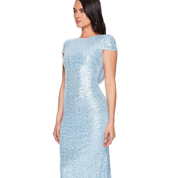 Sequined U-Back Evening Dress