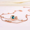 925 Sterling Silver Double Beaded Big Anklet Korean Edition Ocean Heart Small Fish Feet Rose Gold Plated Jewelry - Luzilly Bridal & Apparel