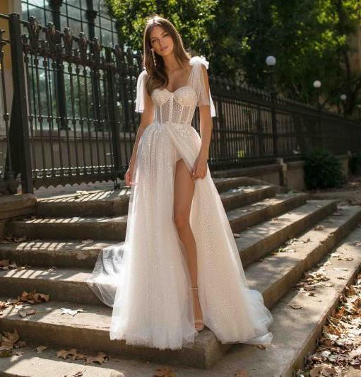 Sweetheart Backless Mesh Wedding Dress
