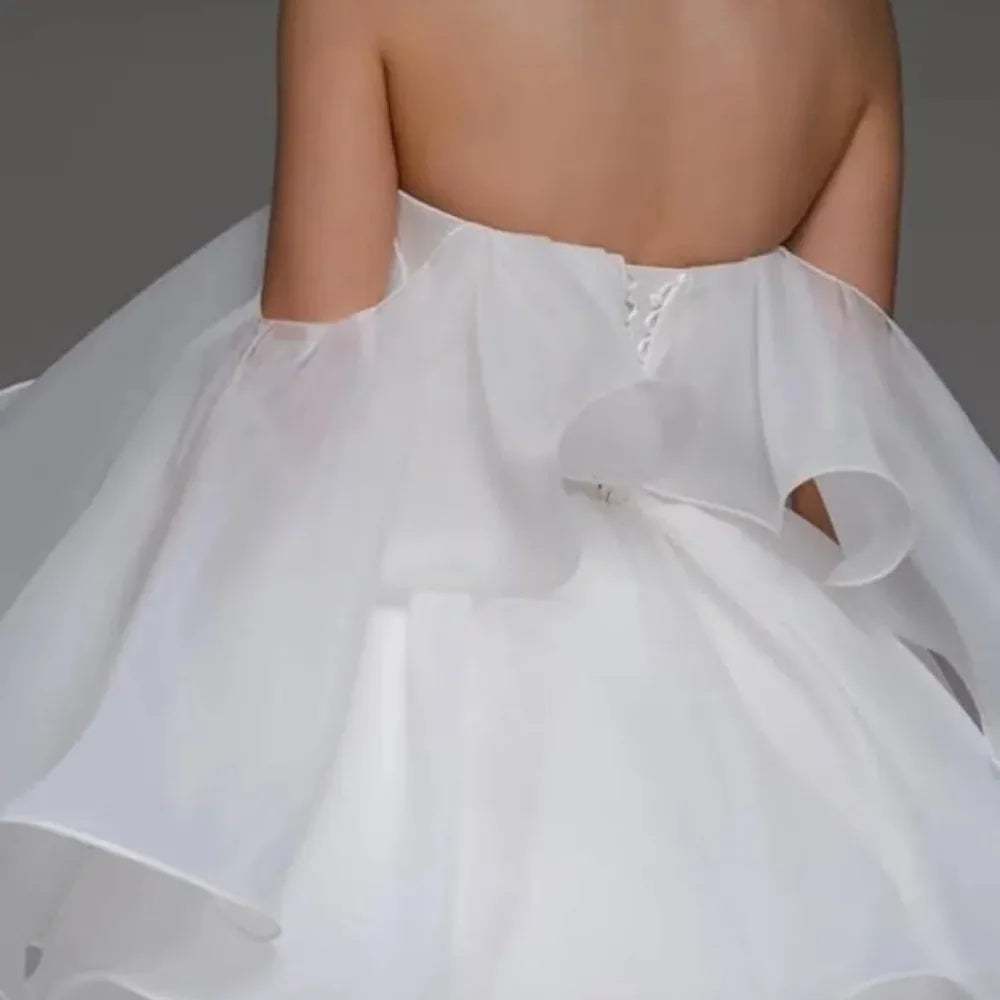 Short Off-Shoulder Lace-Up Bridal Gown