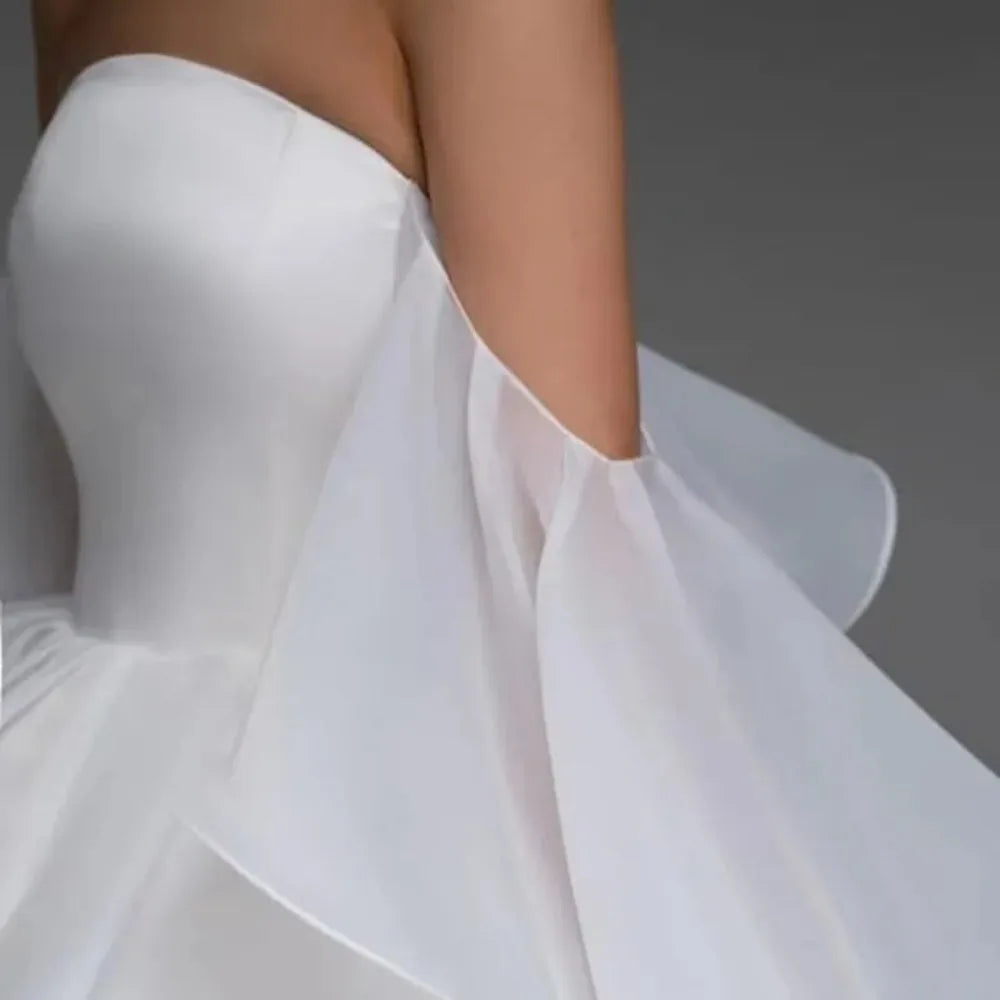 Short Off-Shoulder Lace-Up Bridal Gown
