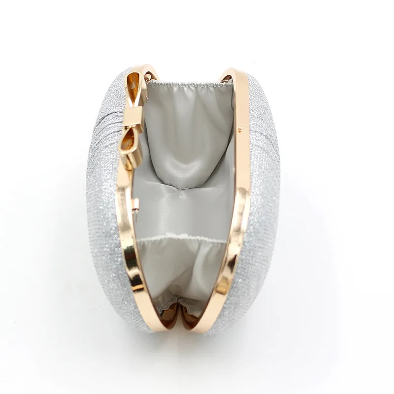 Wedding Bridal Clutch Handbag Rhinestones Clutch Elegant Egg Shoulder Bags Shape Banquet Clutch Purse For Party Girl Women