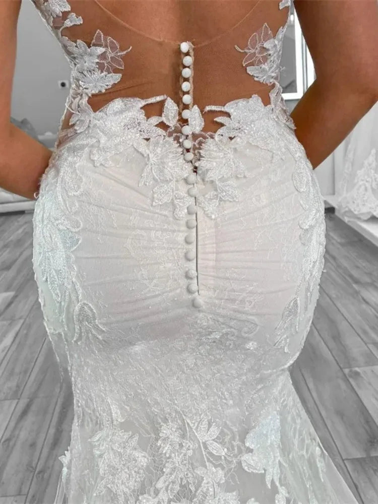 Boho Lace Open Back Mermaid Wedding Dress