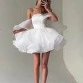Short Off-Shoulder Lace-Up Bridal Gown