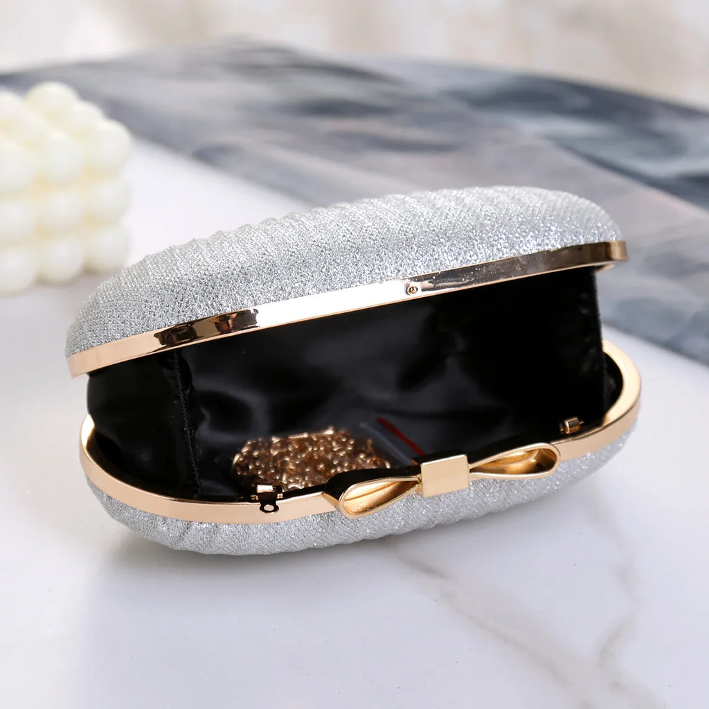 Wedding Bridal Clutch Handbag Rhinestones Clutch Elegant Egg Shoulder Bags Shape Banquet Clutch Purse For Party Girl Women