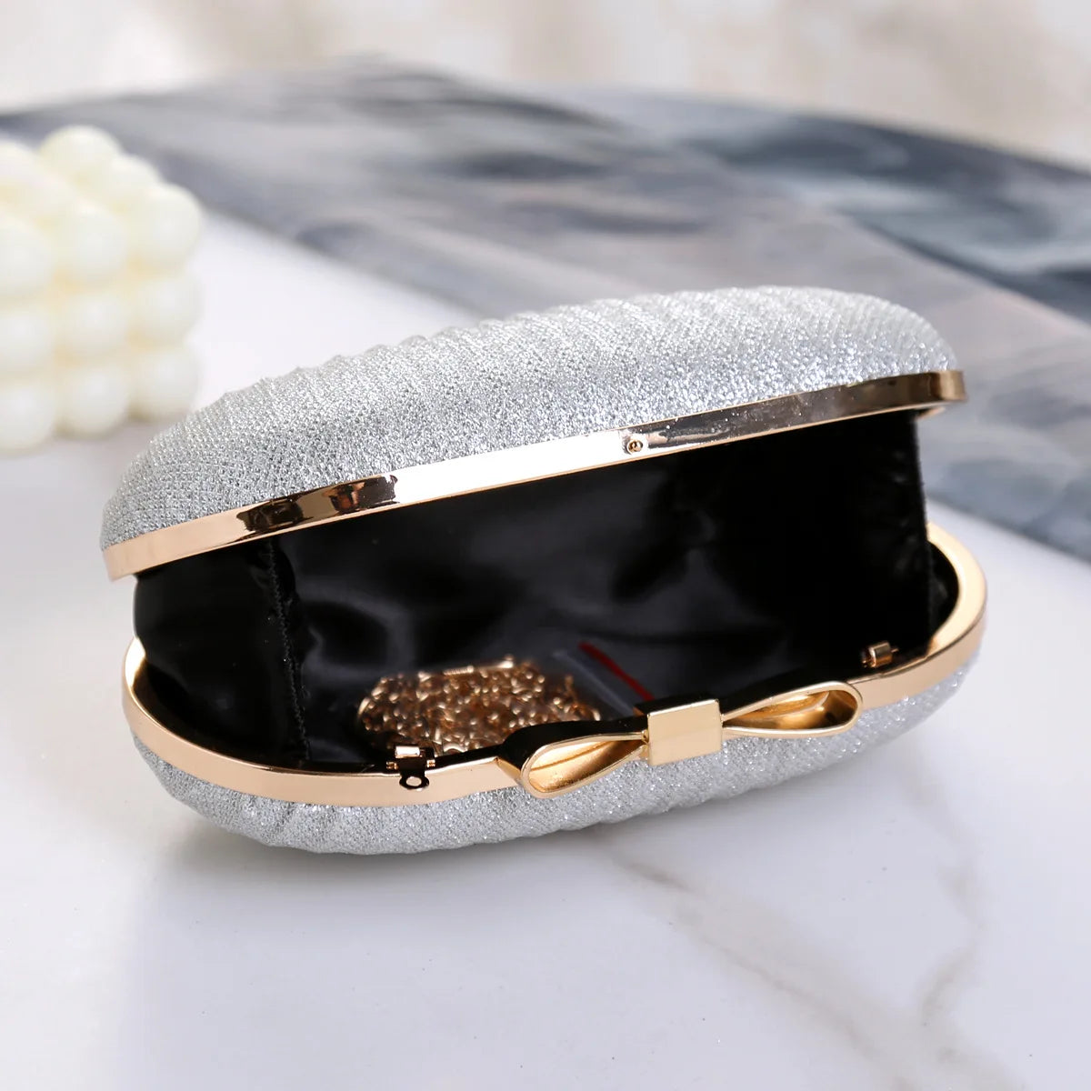Wedding Bridal Clutch Handbag Rhinestones Clutch Elegant Egg Shoulder Bags Shape Banquet Clutch Purse For Party Girl Women
