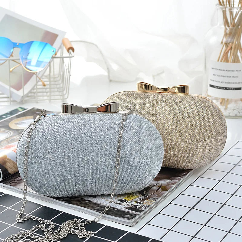 Wedding Bridal Clutch Handbag Rhinestones Clutch Elegant Egg Shoulder Bags Shape Banquet Clutch Purse For Party Girl Women