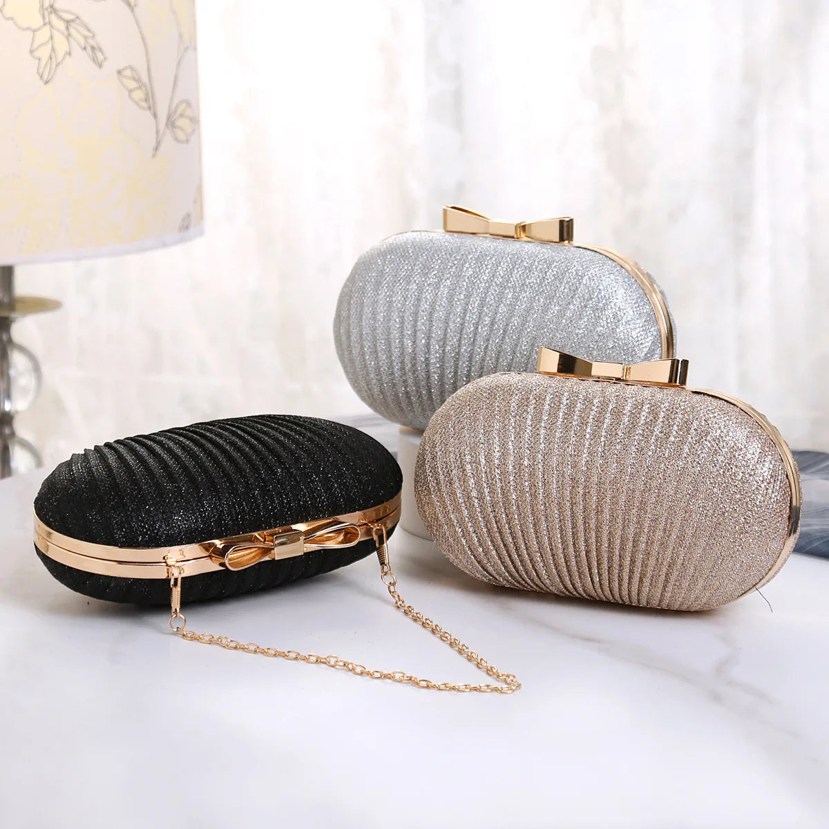 Wedding Bridal Clutch Handbag Rhinestones Clutch Elegant Egg Shoulder Bags Shape Banquet Clutch Purse For Party Girl Women