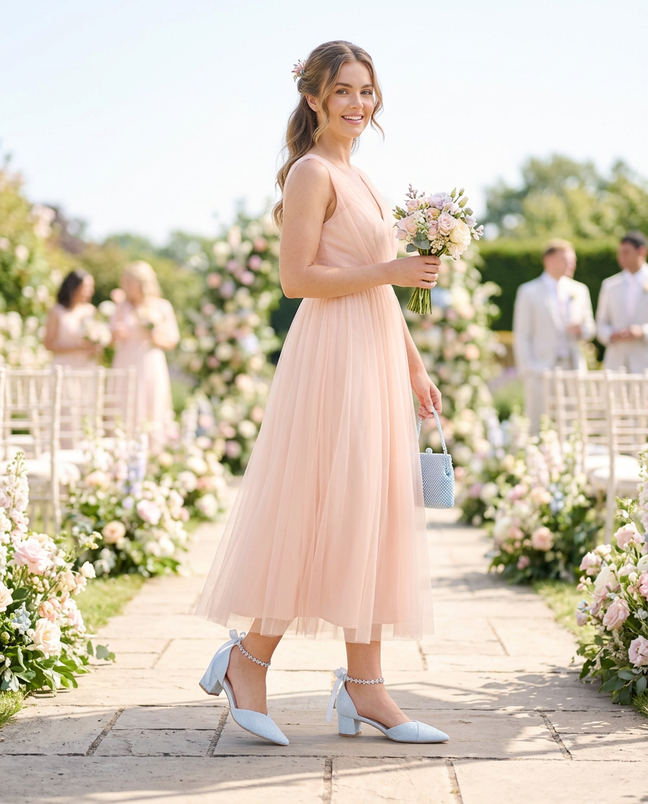Lace Pointy Toe Low Block Heels Wedding Shoes with Amaryllis Strap