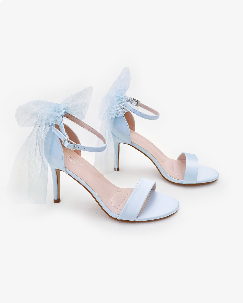 Satin High Heel Wedding Sandals with Tulle Back Bow