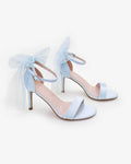 Satin High Heel Wedding Sandals with Tulle Back Bow