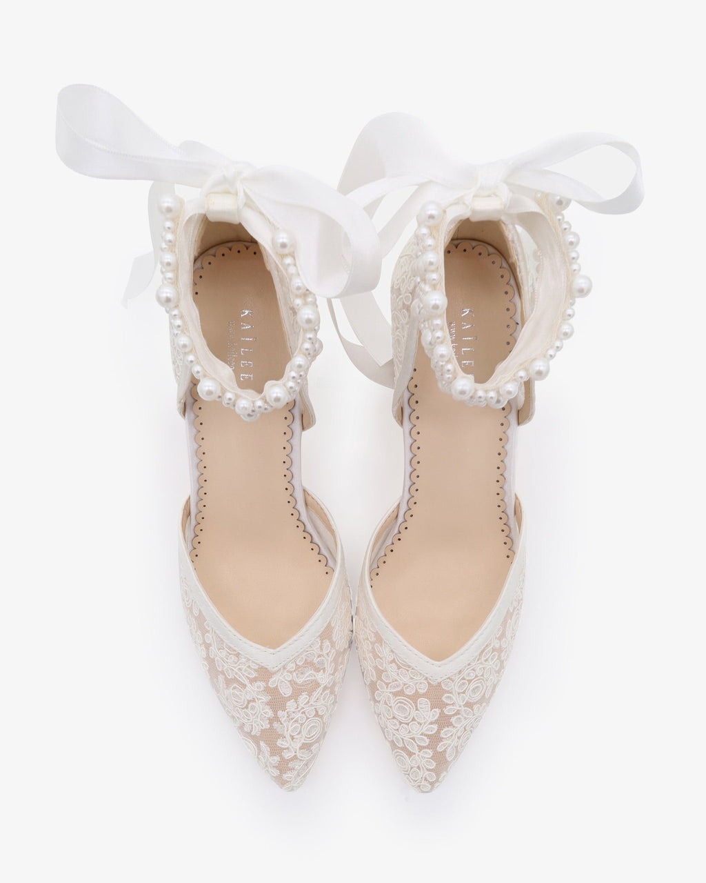 Lace Block Heel For Weddings with Perla Ankle Strap