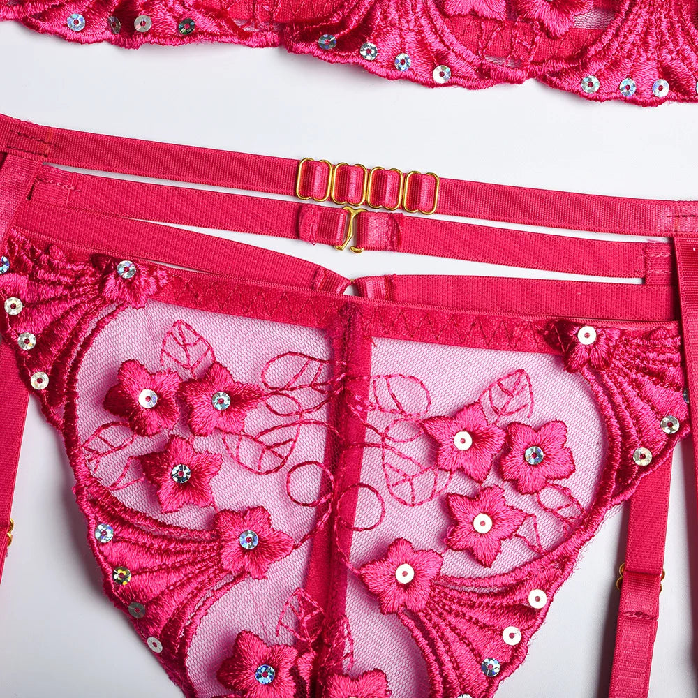 Night Wear Sexy Lace 3 Three Pieces Set Bra and G String Briefs Panty Set Transparent Erotic Sexy Lingerie Woman Lingerie Erotic