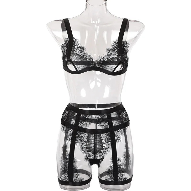 Z0515A Hot Lace Perspective Sexy Underwear Lingerie Set Hollow Out Valentines Day Lingerie Ladies Sexy Transparent Underwear
