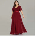 XU90812 High Quality Hand Folded Bridesmaid Dresses Large Swing V-neck Flare Sleeve Chiffon Dress Elegant Evening Dresses 2022
