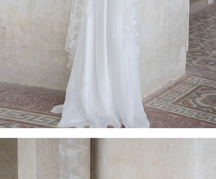 White Lace Halter Lace-Up Spaghetti Strap Floor-Length Bridal Robe Dress  Illusion Beach Vacation Banquet Gown