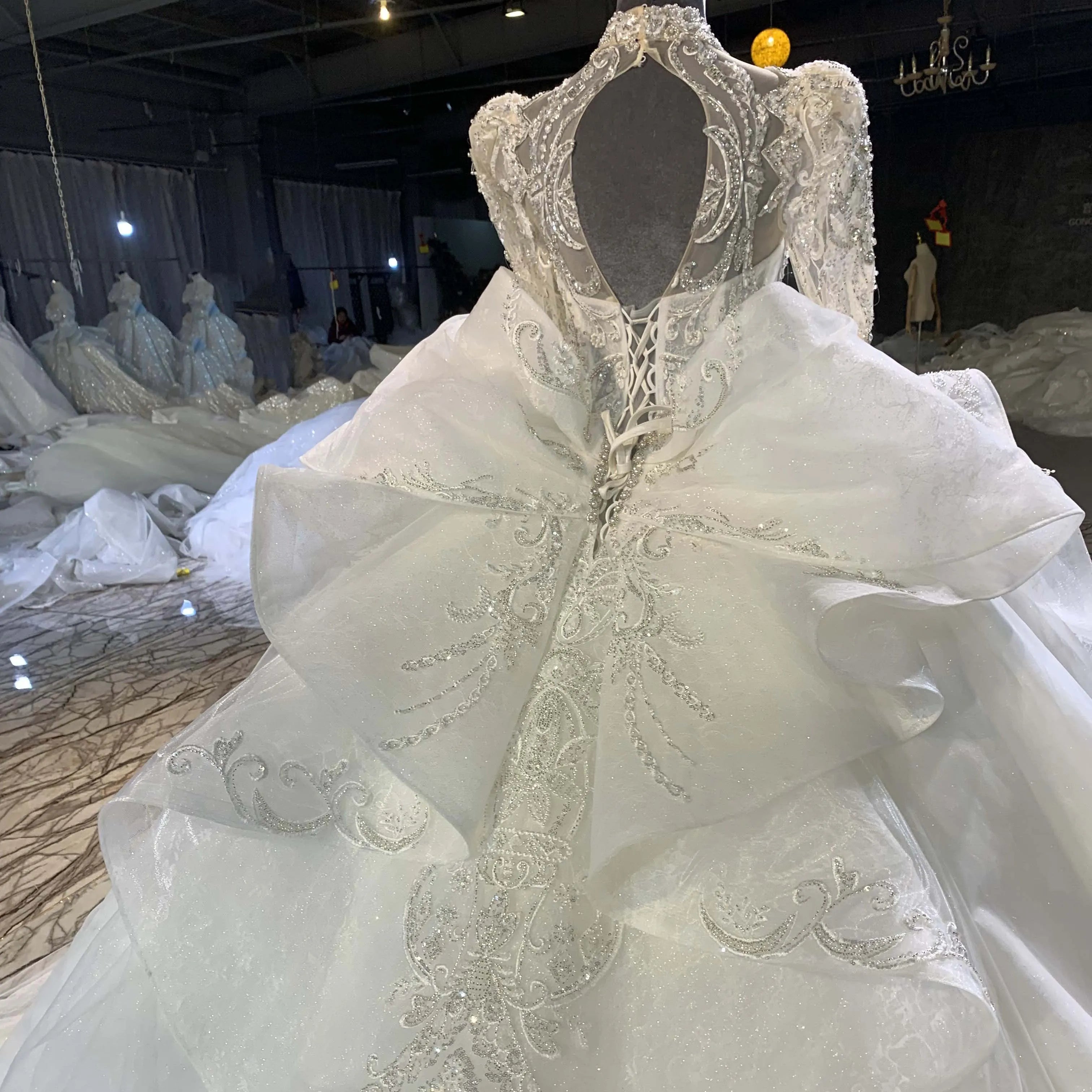 Jancember MN127 Elegant Applique Crystals Wedding Dresses