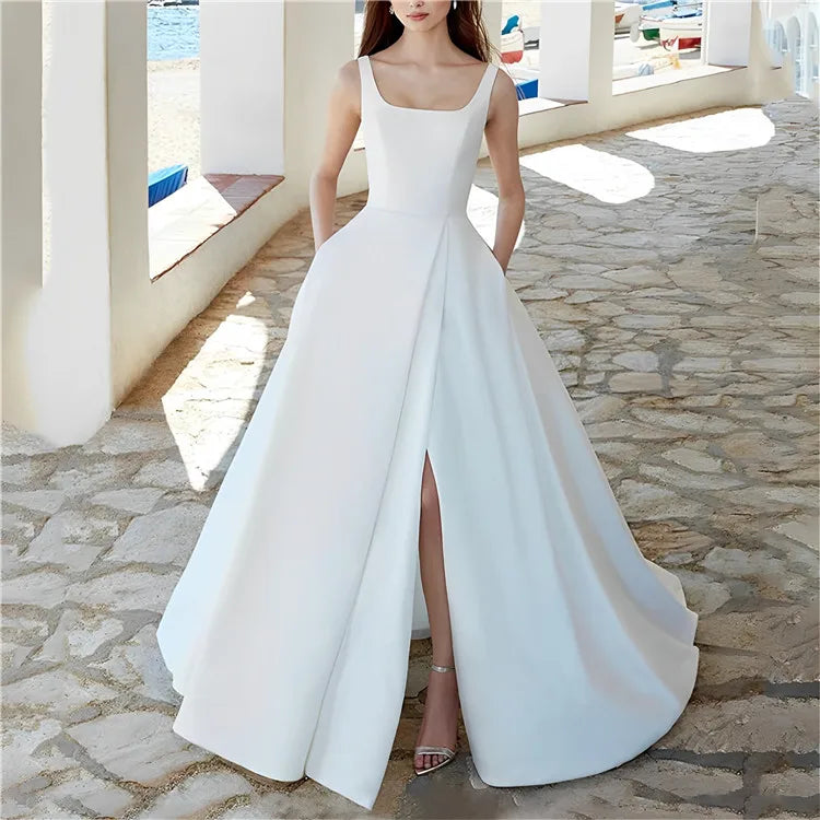 Customized Elegant Princess Style Wedding Dress Slit Tail Modern Draped Decoration Anti-Static Plus Size Bridal Gown China