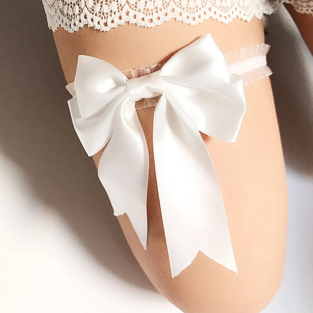 1pc Bridal Lace Leg Ring Loop Blue Red Green Wedding Garter Plastic Sexy Garters Women/Female/Bride Thigh Rings with Bow