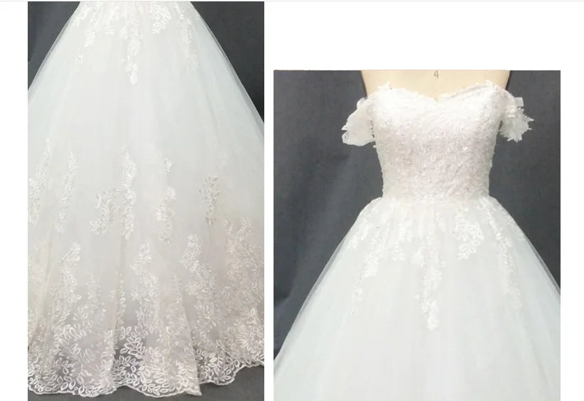 2025 Modest Neckline Short Sleeve Floor Length Custom Long Formal Bridal Dubai Muslim Bridal Wedding Dress