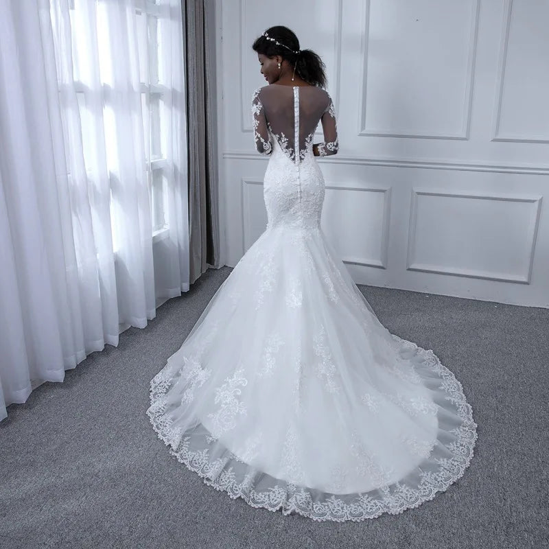 New Style Wedding Gown European and American Fashion Long Trailing Brigade Shot Is Thin and fairy Light Wedding Dress