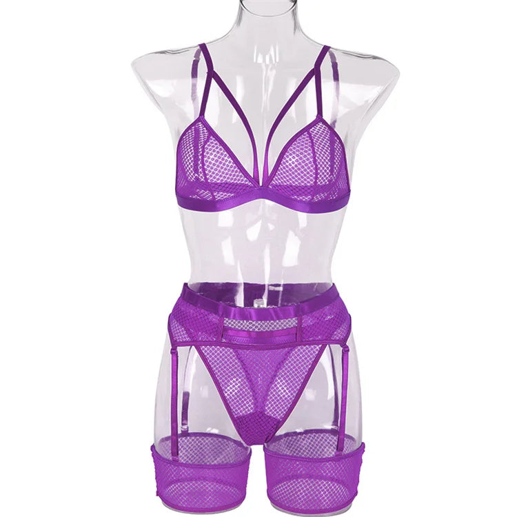 Lace Babydoll Open Bra Set Women's Intimates Sexy Bra G-String & Lingerie Sets Transparent Bralette Set