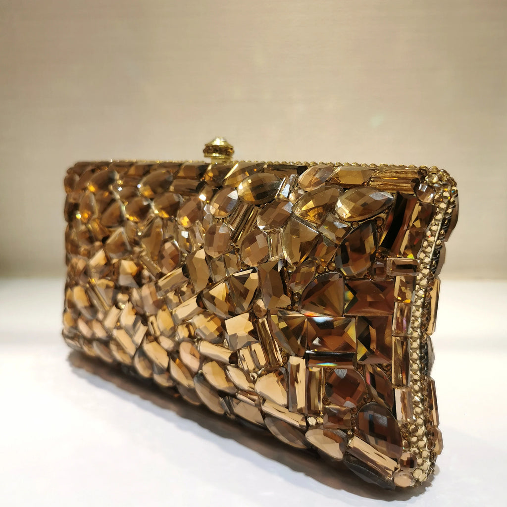 Female Crystal Diamonds Clutches Bags Women Evening Bags Metal Rhinestone Mianudiere Handbag Bridal Clutch Wedding Party Purse