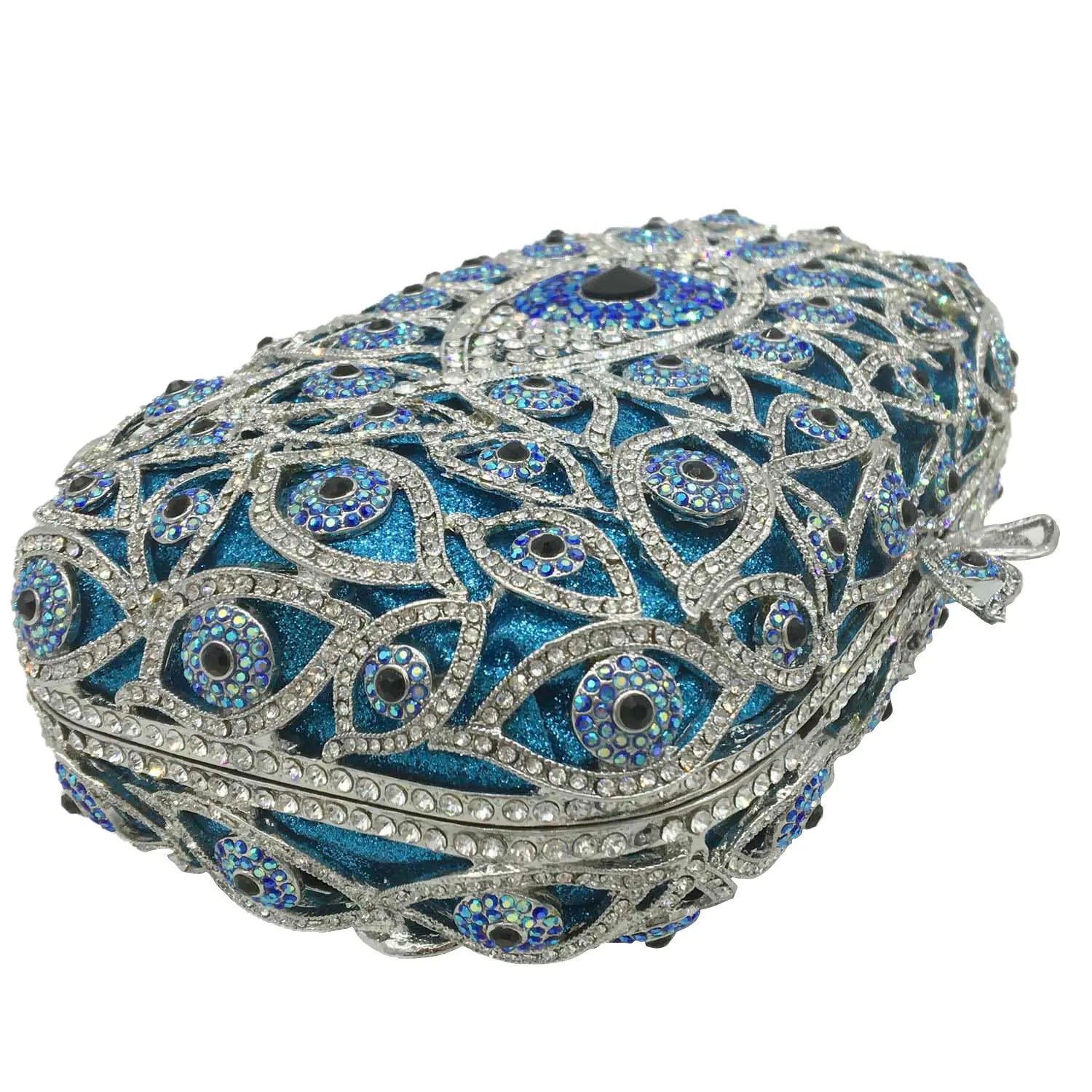 Boutique De FGG (in stock) Evil Eye Women Crystal Clutch Evening Minaudiere Bags Party Dinner Rhinestone Handbags Bridal Purse