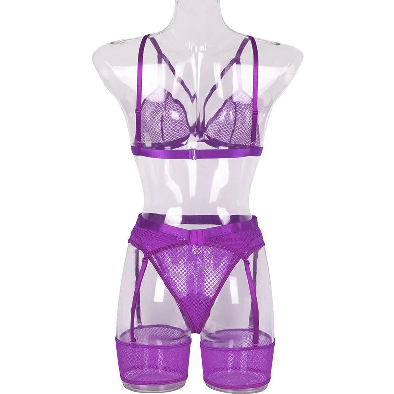 Lace Babydoll Open Bra Set Women's Intimates Sexy Bra G-String & Lingerie Sets Transparent Bralette Set