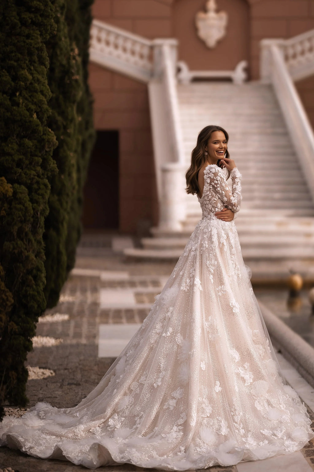 2024 Custom Bride Wedding Dresses Vestido De Novia Lace White Long Sleeves Plus Size African Ball Gown Wedding Dress Bridal Gown