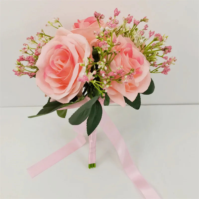 Lovegrace Bride Rose Bouquet Wedding Supplies Bridesmaid Rose Baby's Breath Bouquet Flower Arrangement DIY Home Party Prom Decor