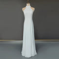 11693#Real Photos Sleeveless High Neck Chiffon Beach Beading Floor Length Simple Elegant Wedding Dress Wedding Bridal Gown