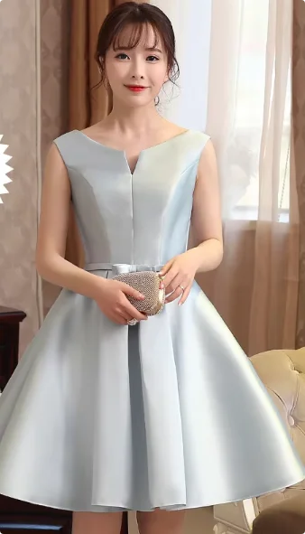 Pink Off Shoulder Bridesmaid Dress Simple Satin Sweet Bow Wedding Wedding Female Guest Dresses Fashion A-line Short Party Gown