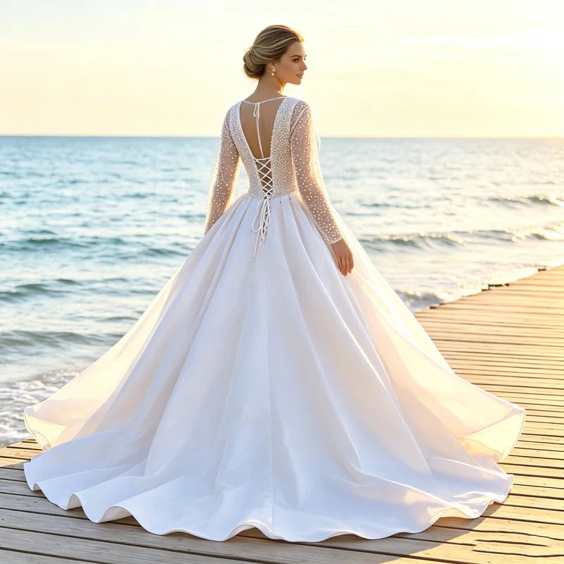 Summer Fashion White Bridal Gowns New High-End Luxury Rhinestone Trailing Formal Dress Women's Wedding Dress