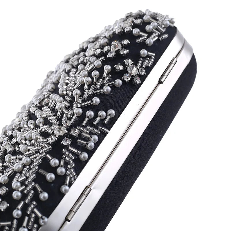 Women's Clutch Bag Crystal Pearl Clutch Purse Luxury Handbag Embroidery Evening Bag Wedding Bag for Bridal Shoulder Bag ZD1529