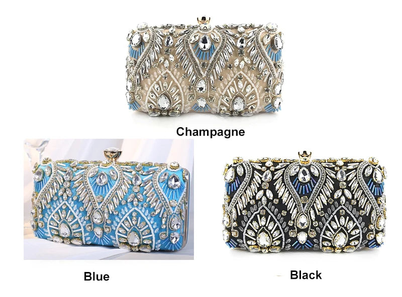 Diamond Pearl Beaded Chain Clutch