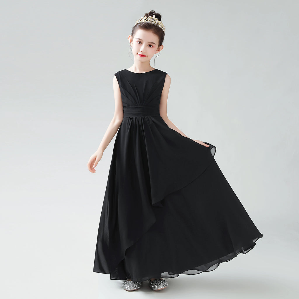 Chiffon Bow-Sash A-Line Flower Girl Dress