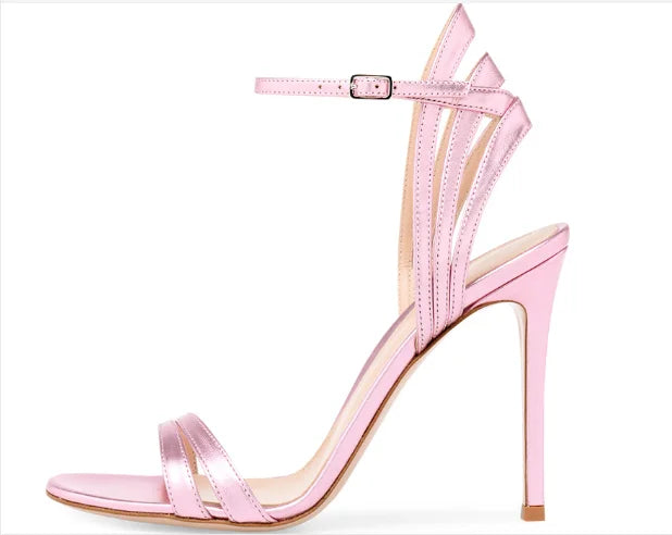 Designer Women's Pink Thin Heels Stiletto Pumps Pointed Toe Buckle Strap Slip-On Bridal Shoes Super High Summer/Autumn Shoes