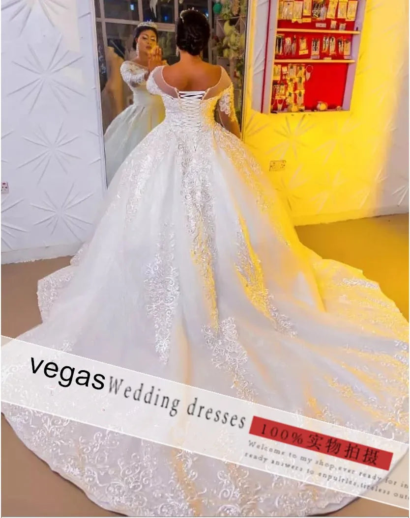 China Factory  Bride a Line Wedding Gown 2025 Lace White Dresses for Civil Wedding Chinese Wedding Dresses