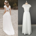 12178# Real Photos Two Piece Appliques Lace Soft Chiffon Wedding Dress for Engagement Backless Sweep Train Bridal Gown
