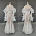 8692# Real Photos Exquisite Lace Mermaid Wedding Dress Bridal Gown for Women Puffy Sleeves Tulle Sweep Train Even Dresses