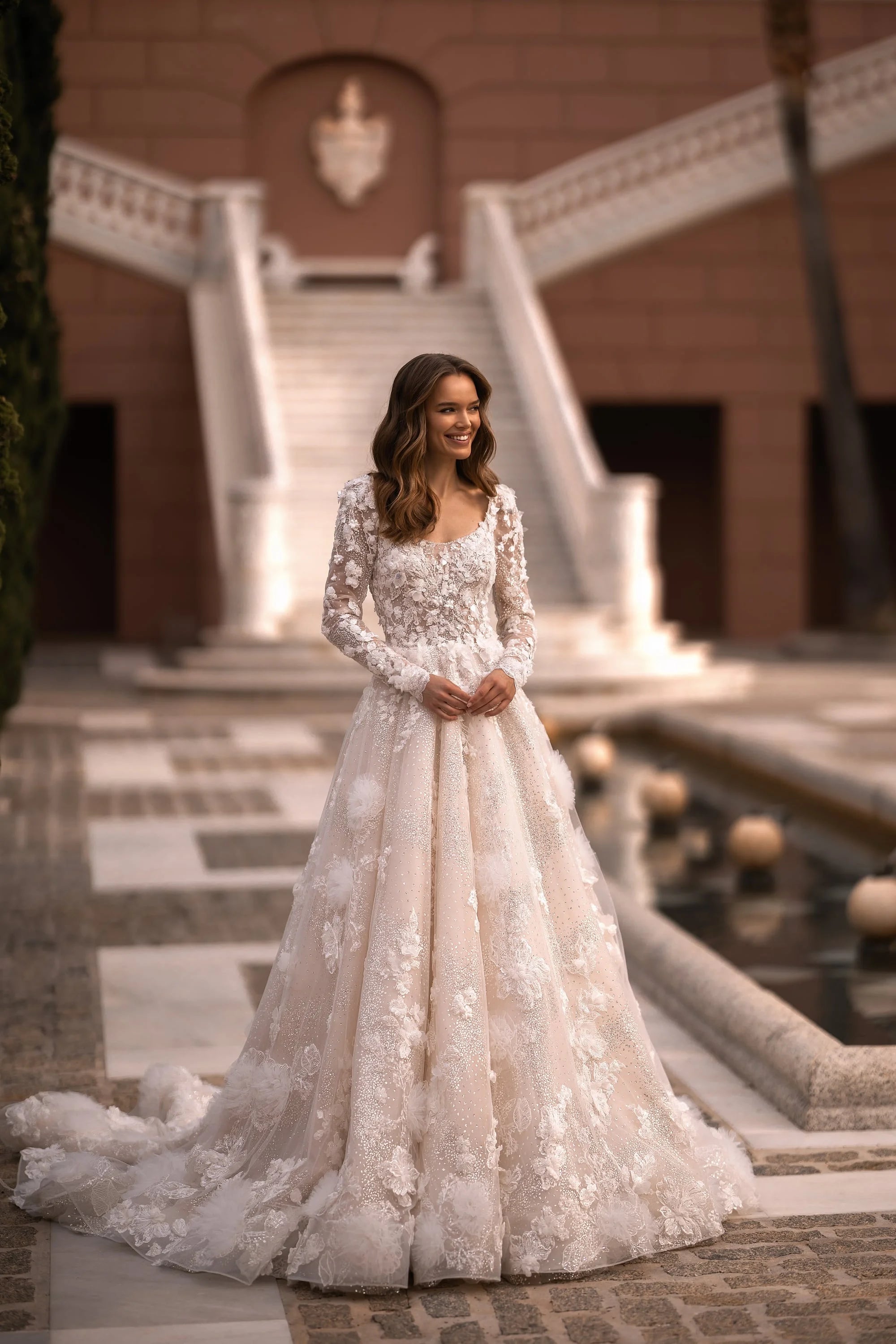 2024 Custom Bride Wedding Dresses Vestido De Novia Lace White Long Sleeves Plus Size African Ball Gown Wedding Dress Bridal Gown